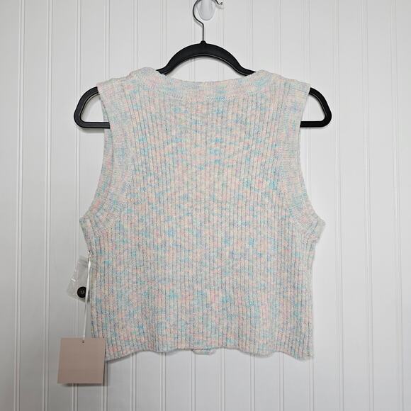 Bailey Rose Women's Pastel Cropped Ribbed V-Neck Sweater Vest Size Large Trendy - Picture 4 of 7